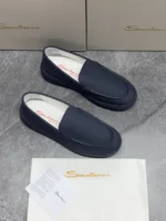Мужские лоферы Santoni тёмно-синего цвета, артикул 345931