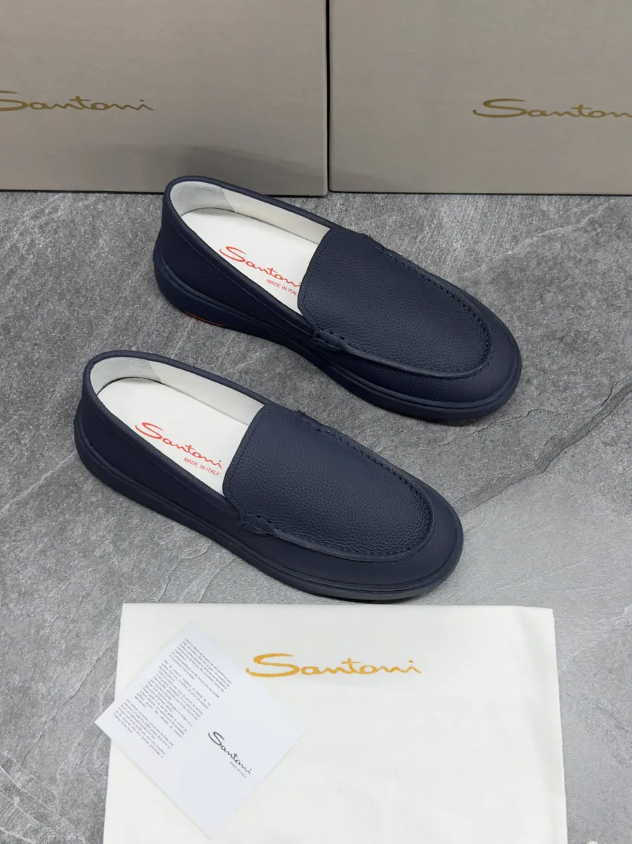 345931_1 Мужские лоферы Santoni тёмно-синего цвета, артикул 345931