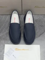 Мужские лоферы Santoni тёмно-синего цвета, артикул 345931 — фото 3
