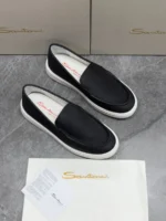 Мужские лоферы Santoni чёрного цвета, артикул 345934