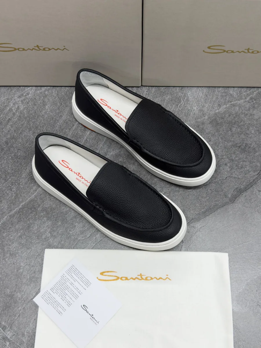 345934_1 Мужские лоферы Santoni чёрного цвета, артикул 345934