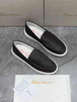 Мужские лоферы Santoni коричневого цвета, артикул 345935