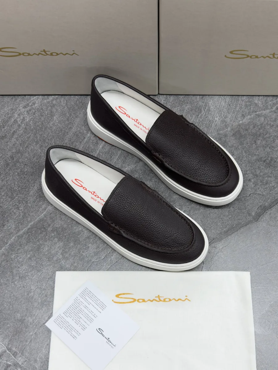345935_1 Мужские лоферы Santoni коричневого цвета, артикул 345935
