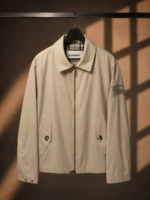 Мужская ветровка Burberry бежевого цвета, артикул 345946