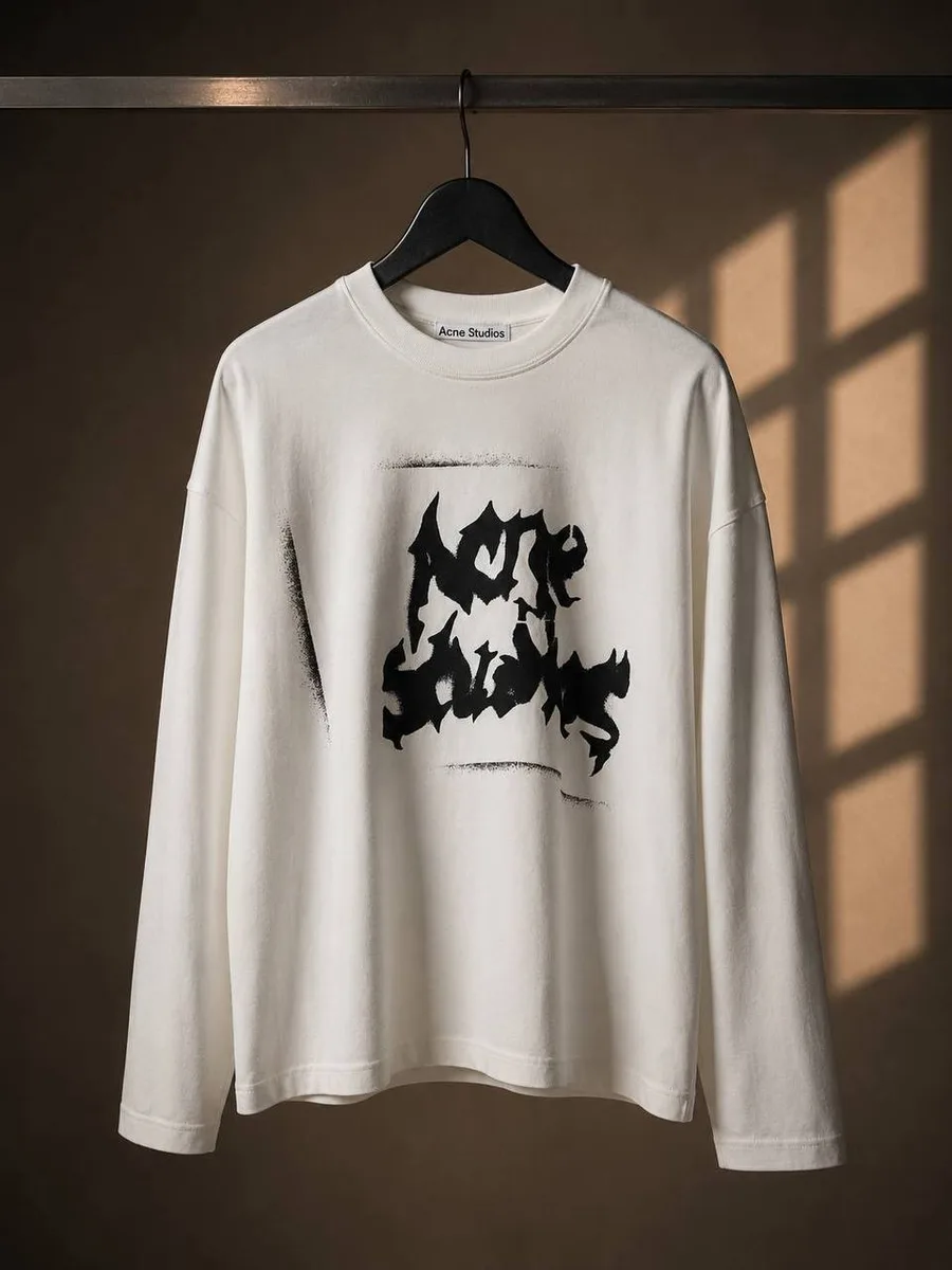 345951_1 Мужской лонгслив Acne Studios белого цвета, артикул 345951