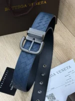 Мужской ремень Bottega Veneta синего цвета, артикул 345964