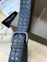 Мужской ремень Bottega Veneta тёмно-синего цвета, артикул 345968 — фото 4