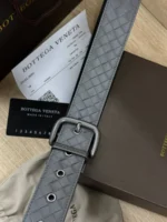 Мужской ремень Bottega Veneta серого цвета, артикул 345970 — фото 3