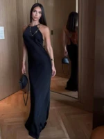 Женское платье Saint Laurent чёрного цвета, артикул 346008