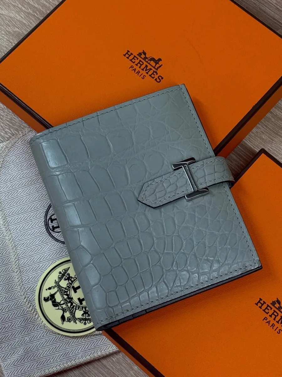 346109_1 Мужской кошелек Hermes серого цвета, артикул 346109