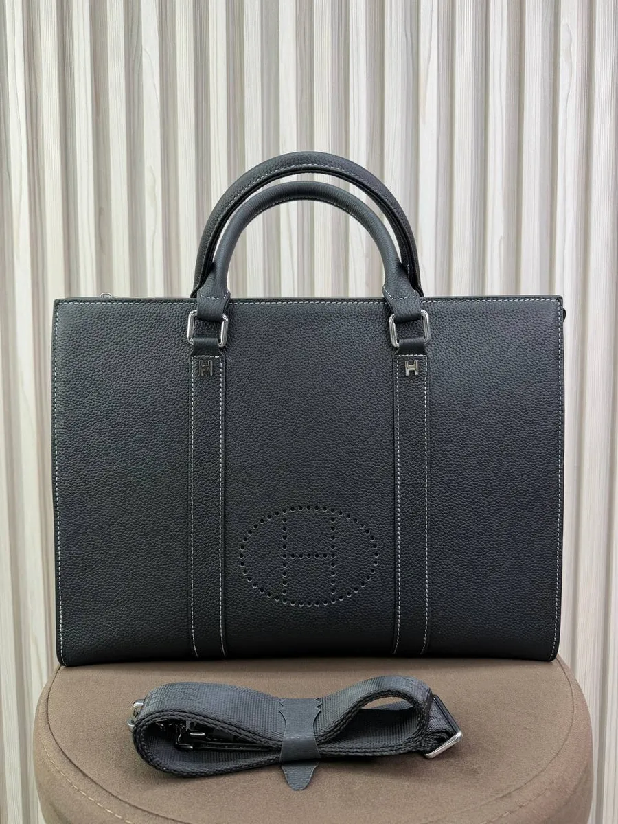 346141_1 Мужской портфель Hermes чёрного цвета, артикул 346141