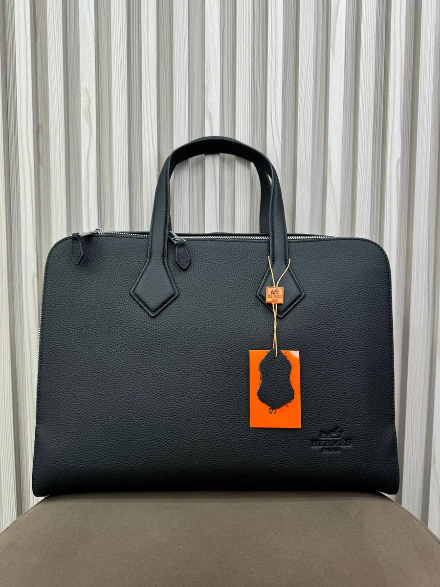 346145_1 Мужской портфель Hermes чёрного цвета, артикул 346145
