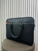 Мужской портфель Hermes чёрного цвета, артикул 346148 — фото 4