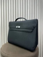 Мужской портфель Hermes чёрного цвета, артикул 346152 — фото 4