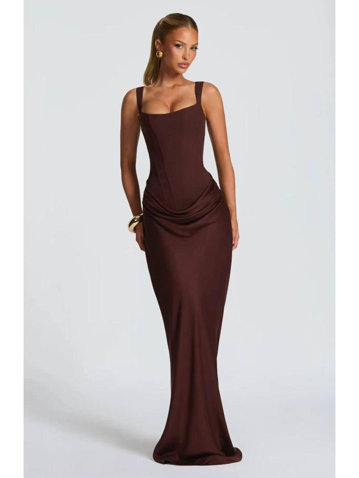 5 Женское платье Saint Laurent коричневого цвета, артикул 346009