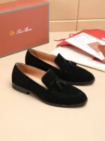Мужские лоферы Loro Piana чёрного цвета, артикул 346260