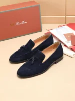 Мужские лоферы Loro Piana тёмно-синего цвета, артикул 346261 — фото 2