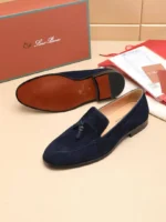 Мужские лоферы Loro Piana тёмно-синего цвета, артикул 346261 — фото 7