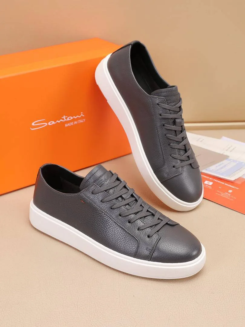 346879_1 Мужские кеды Santoni серого цвета, артикул 346879
