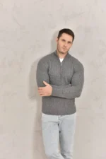 Мужской свитер Loro Piana серого цвета, артикул 346896