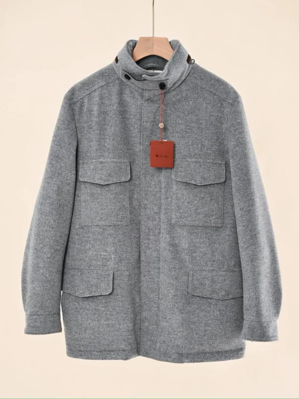 Мужское пальто Loro Piana серого цвета, артикул 346902