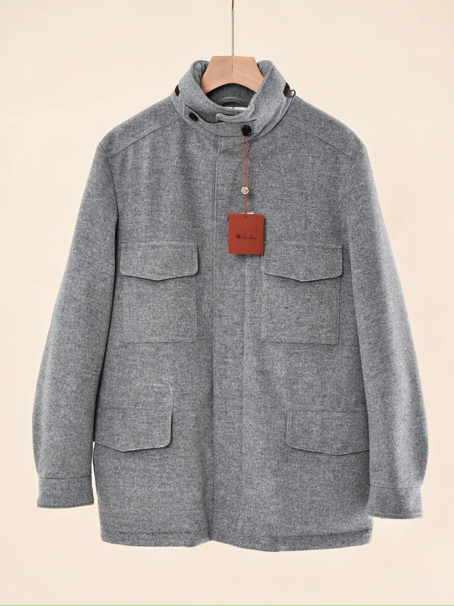 346902_1 Мужское пальто Loro Piana серого цвета, артикул 346902