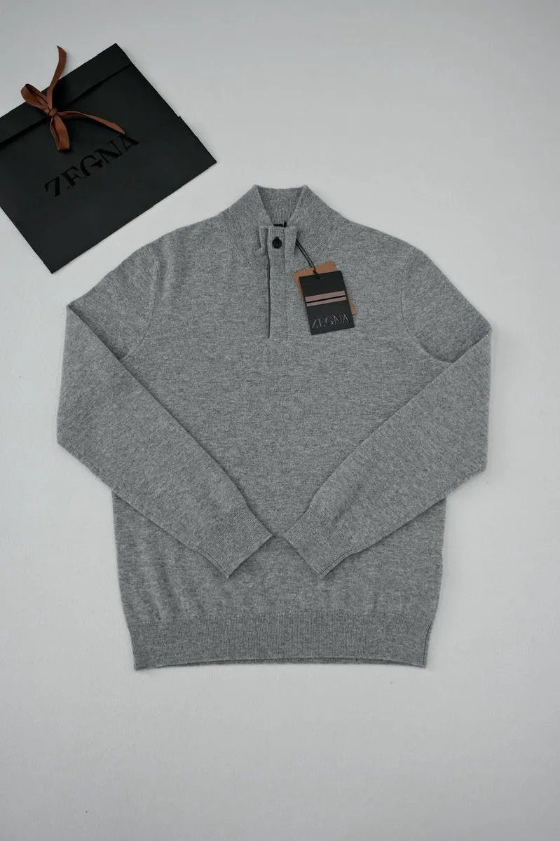 346905_1 Мужской свитер Zegna серого цвета, артикул 346905