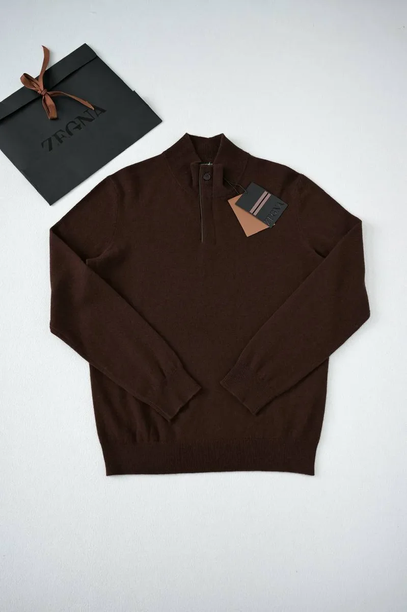 346908_1 Мужской свитер Zegna коричневого цвета, артикул 346908