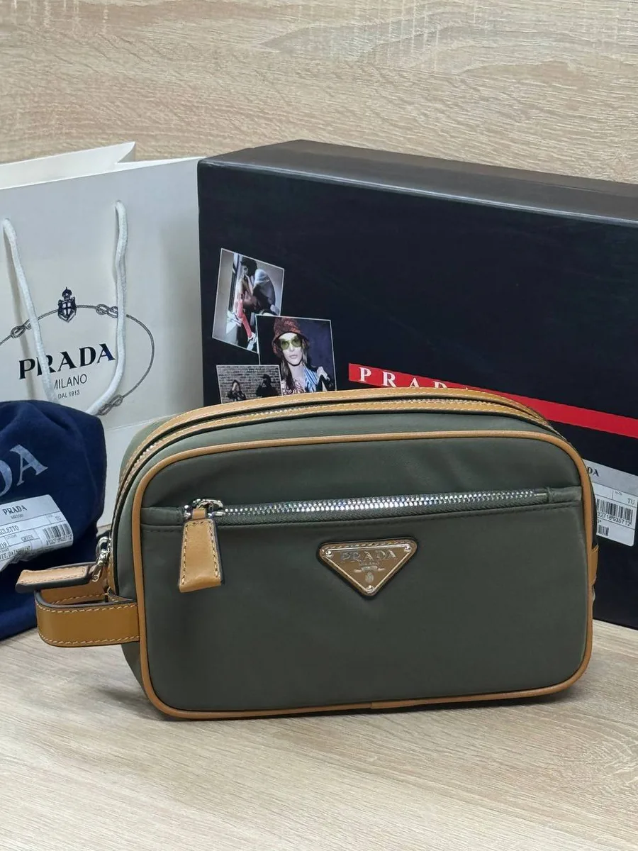 346963_1 Мужской несессер Prada цвета хаки, артикул 346963
