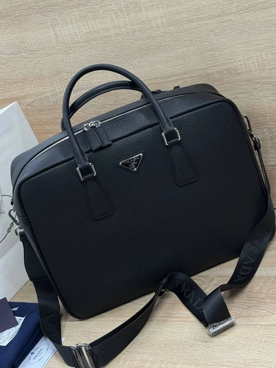346973_1 Мужской портфель Prada чёрного цвета, артикул 346973