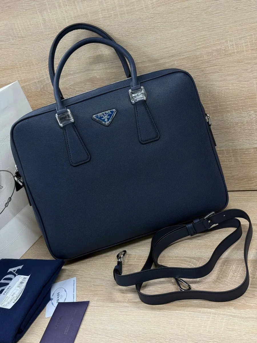 346992_1 Мужской портфель Prada тёмно-синего цвета, артикул 346992
