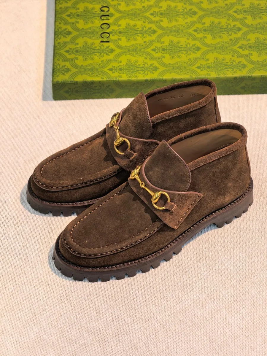 347048_1 Женские ботинки Gucci коричневого цвета, артикул 347048