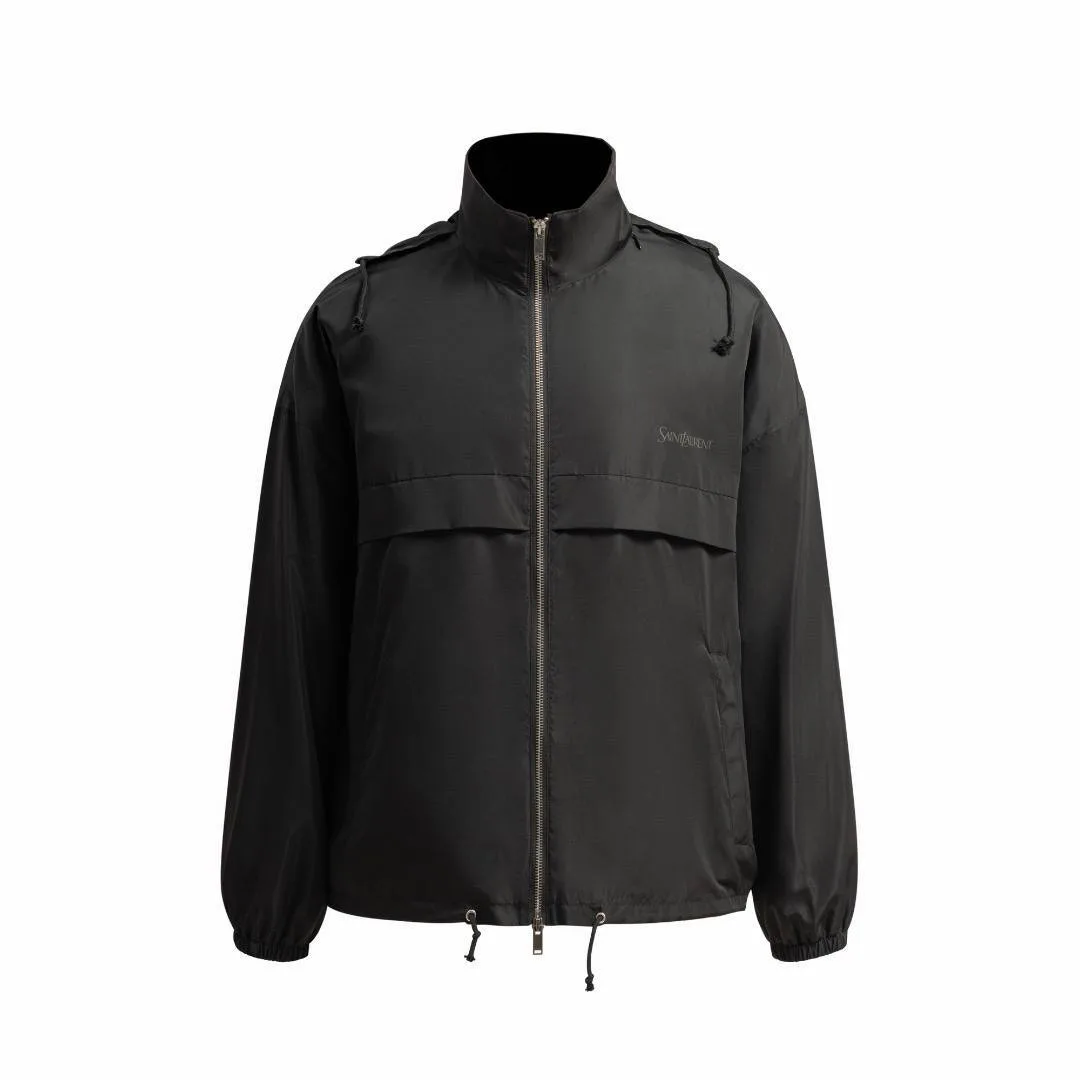347117_1 Мужская ветровка Saint Laurent чёрного цвета, артикул 347117