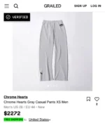 Мужские штаны Chrome Hearts серого цвета, артикул 347192 — фото 4