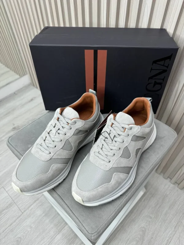 Кроссовки из натуральной кожи со вставками из замши ZEGNA