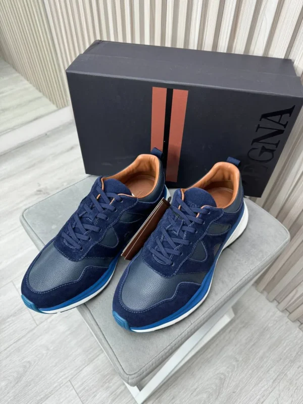 Кроссовки из натуральной кожи со вставками из замши ZEGNA