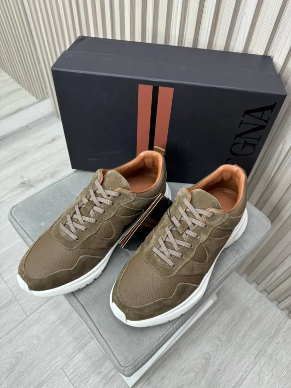 Кроссовки из натуральной кожи со вставками из замши ZEGNA
