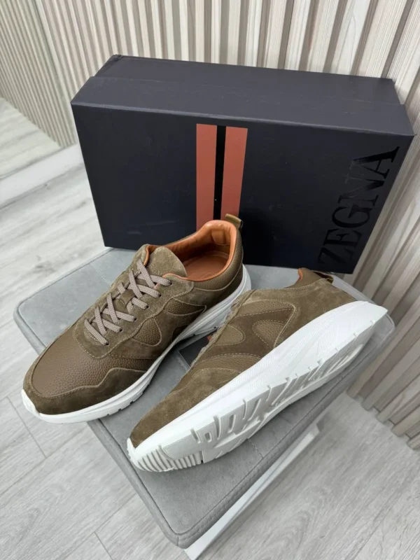 Кроссовки из натуральной кожи со вставками из замши ZEGNA — фото 2
