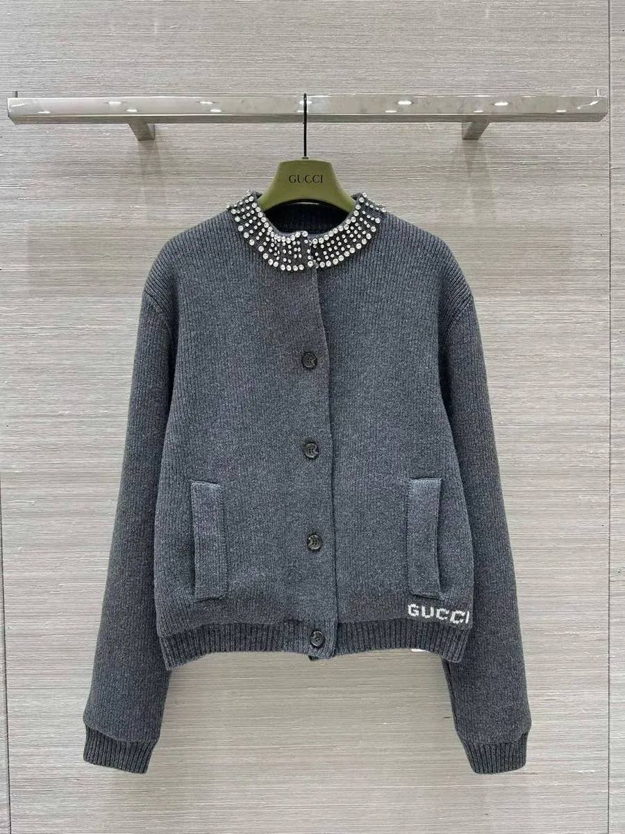 347991_1 Женский бомбер Gucci серого цвета, артикул 347991