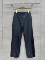 Женские кожаные брюки Chanel чёрного цвета, артикул 348187
