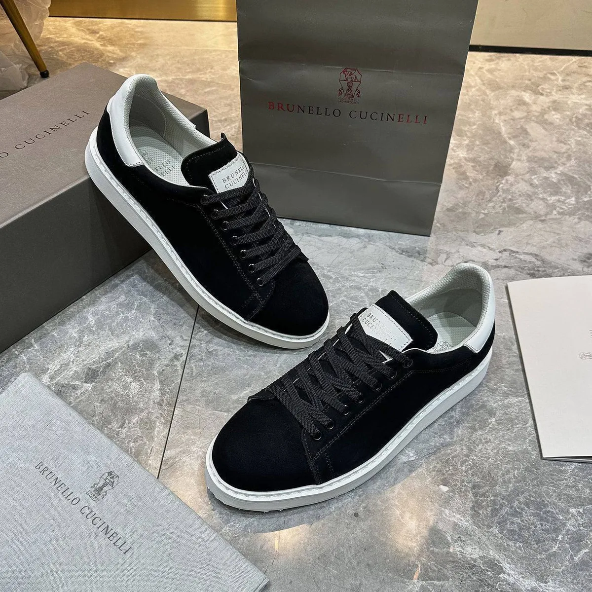 348314_1 Мужские кеды Brunello Cucinelli чёрного цвета, артикул 348314