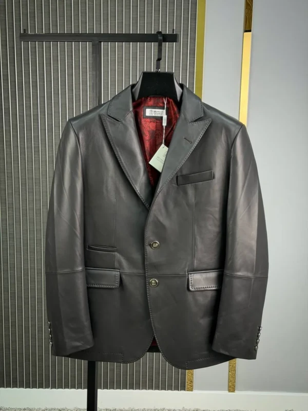 Кожаный пиджак BRUNELLO CUCINELLI