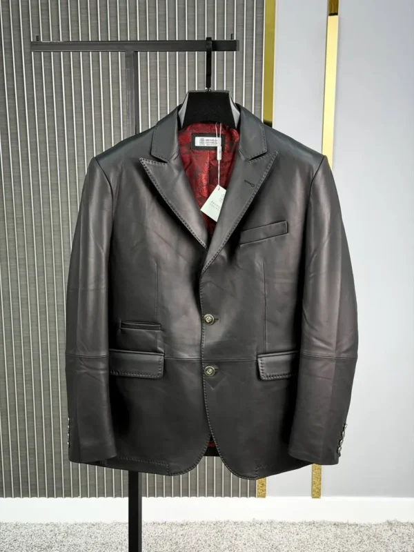 Кожаный пиджак BRUNELLO CUCINELLI