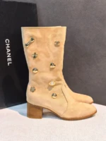 Женские ботильоны Chanel бежевого цвета, артикул 349035 — фото 3