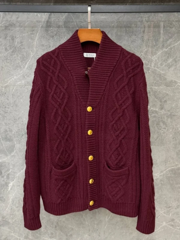 Мужской кардиган Brunello Cucinelli бордового цвета, артикул 349189