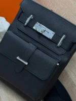 Мужская сумка-слинг Hermes чёрного цвета, артикул 349283 — фото 4
