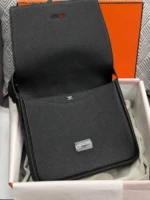 Мужская сумка мессенджер Hermes чёрного цвета, артикул 349204 — фото 4
