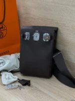Мужская сумка-слинг Hermes коричневого цвета, артикул 349286 — фото 3