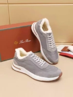 Мужские кроссовки Loro Piana серого цвета, артикул 349119